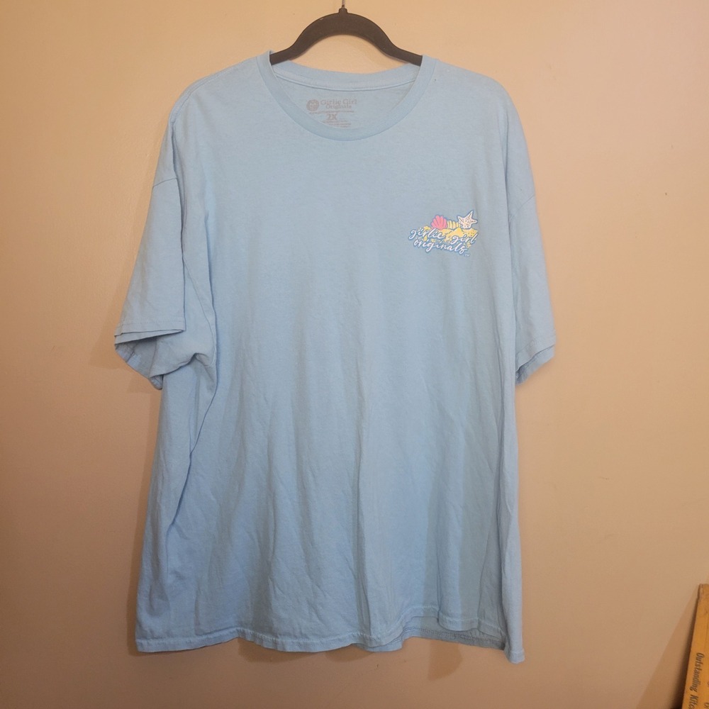 Girlie‎ Girl Originals Think Happy Beach Happy Blue Graphic T-Shirt 2X